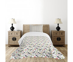 Oriental Bird Motif Bedspread Set