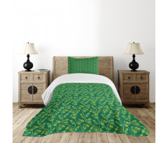 Herb with Paint Stain Effect Bedspread Set