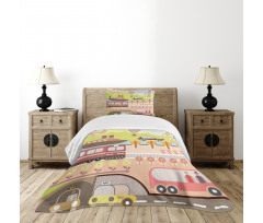 Train Ship Airplane Bus Bedspread Set