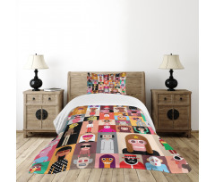 Large Group of People Art Bedspread Set