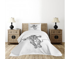 Cosmonaut Waving Hand Bedspread Set