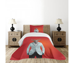 Moose Animal Person in Suit Bedspread Set