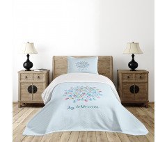 Joy to the World Wording Bedspread Set