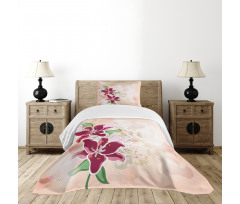 Botanical Pastel Tone Lilies Bedspread Set