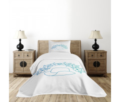 Cowboy Hat and Flower Wreath Bedspread Set