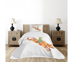 Geometric Fractal Cowboy Bull Bedspread Set