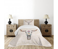 Tribal Bull Skull Folkloric Bedspread Set