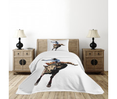 Cowboy Bucking Bull Western Bedspread Set