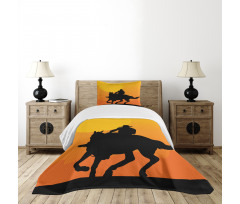 Silhouette of a Lone Rider Bedspread Set