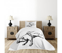 Cowboy Riding a Wild Bull Bedspread Set