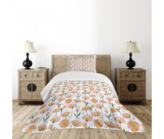 Watercolor Blooms Pastel Bedspread Set