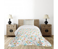 Pastel Tone Forest Doodle Bedspread Set