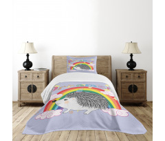 Rainbow Hedgehog Unicorn Bedspread Set