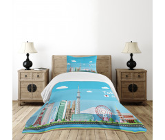 Cartoon Japan Sightseeing Bedspread Set