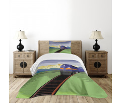 Rural Country Train Design Bedspread Set