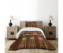 Nightclub Pub Alcohol Bottles Bedspread Set