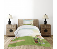 Little Boy Hitting the Ball Bedspread Set