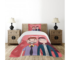 Cartoon Style Valentine's Day Bedspread Set