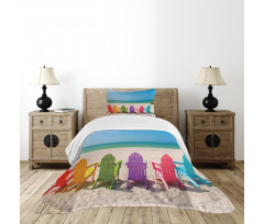 Colorful Wooden Deckchairs Bedspread Set