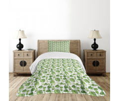 Monstera and Fern Foliage Bedspread Set