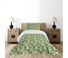 Hawaiian Elements in Green Bedspread Set