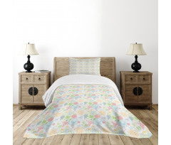 Birds and Flower Composition Bedspread Set