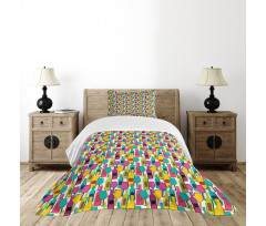Colorful Bottles and Glasses Bedspread Set