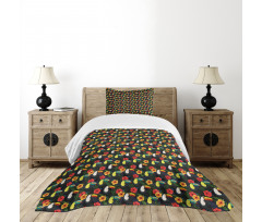 Toucan Birds Hibiscus Leaves Bedspread Set