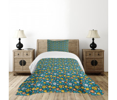 Flower and Leaves Spring Bedspread Set