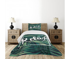 Hawaiian Fern Leaves Design Bedspread Set