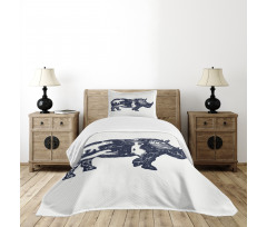 Woman and Animal Motifs Spots Bedspread Set