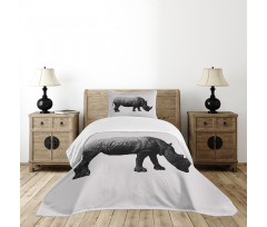 Polygonal Animal Line Art Bedspread Set