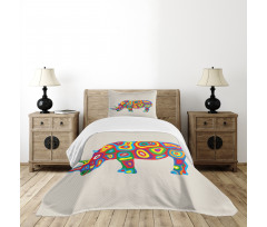 Rainbow Colored Motifs Animal Bedspread Set