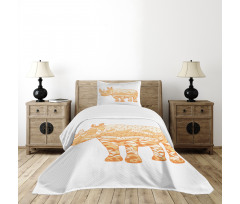 Zentangle Animal Africa Motif Bedspread Set