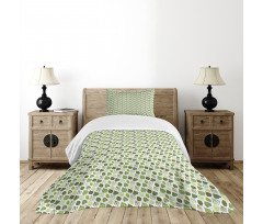 Greenery Foliage Details Bedspread Set