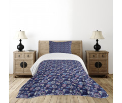 Doodle Style Corsage Pattern Bedspread Set