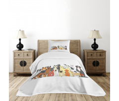 Husky and Jack Russel Terrier Bedspread Set