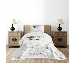 Graphic Puppy Portrait Bedspread Set