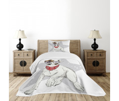 Sketch Style Terrier Bedspread Set