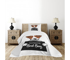 Dog Holding a Sign Bedspread Set