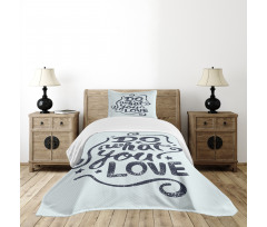 Lettering Blue Grunge Star Bedspread Set