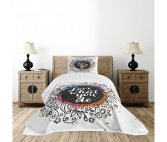 Inspirational Flowers Dots Bedspread Set