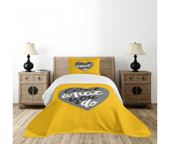 Greyscale Heart on Yellow Bedspread Set