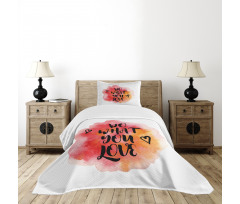 Hearts with Grunge Message Bedspread Set