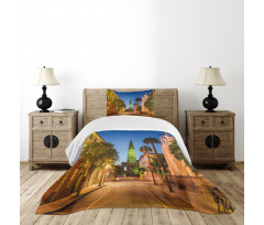 Street at Sunset Scene Bedspread Set