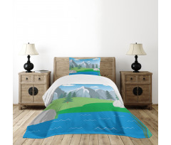 Cartoon Spring Scene Bedspread Set