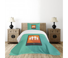 Cartoon Family Silhouette Bedspread Set