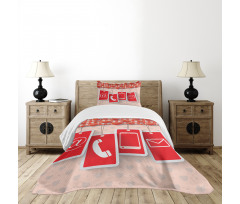 Phone and Hearts Bedspread Set