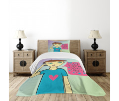 Boy Calling His Mother Bedspread Set