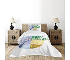 Cartoon Cycle of the Seasons Bedspread Set